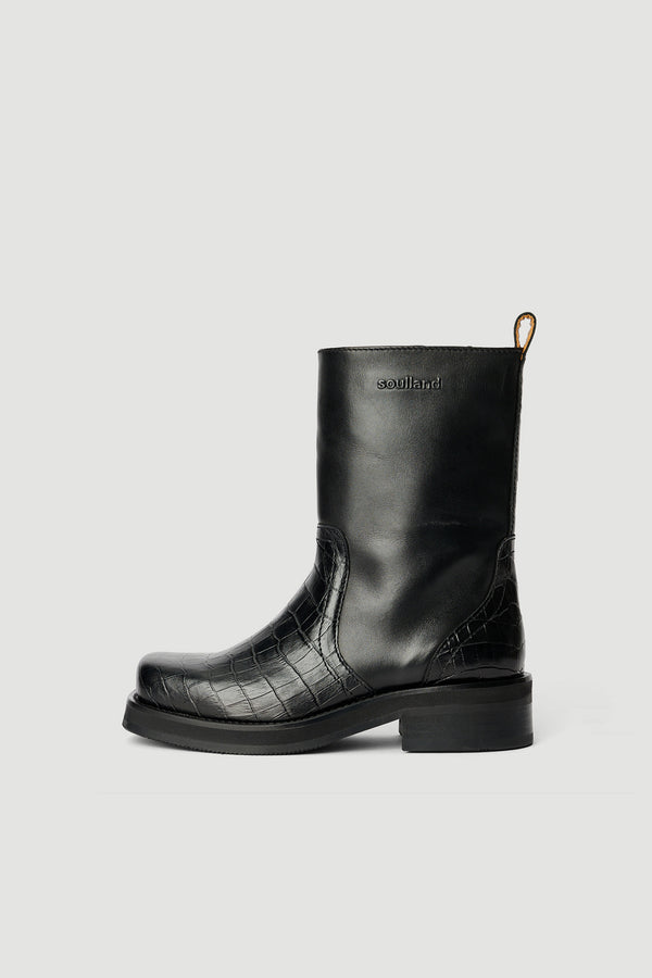 SOULLAND ARIZONA croco boots Footwear Black