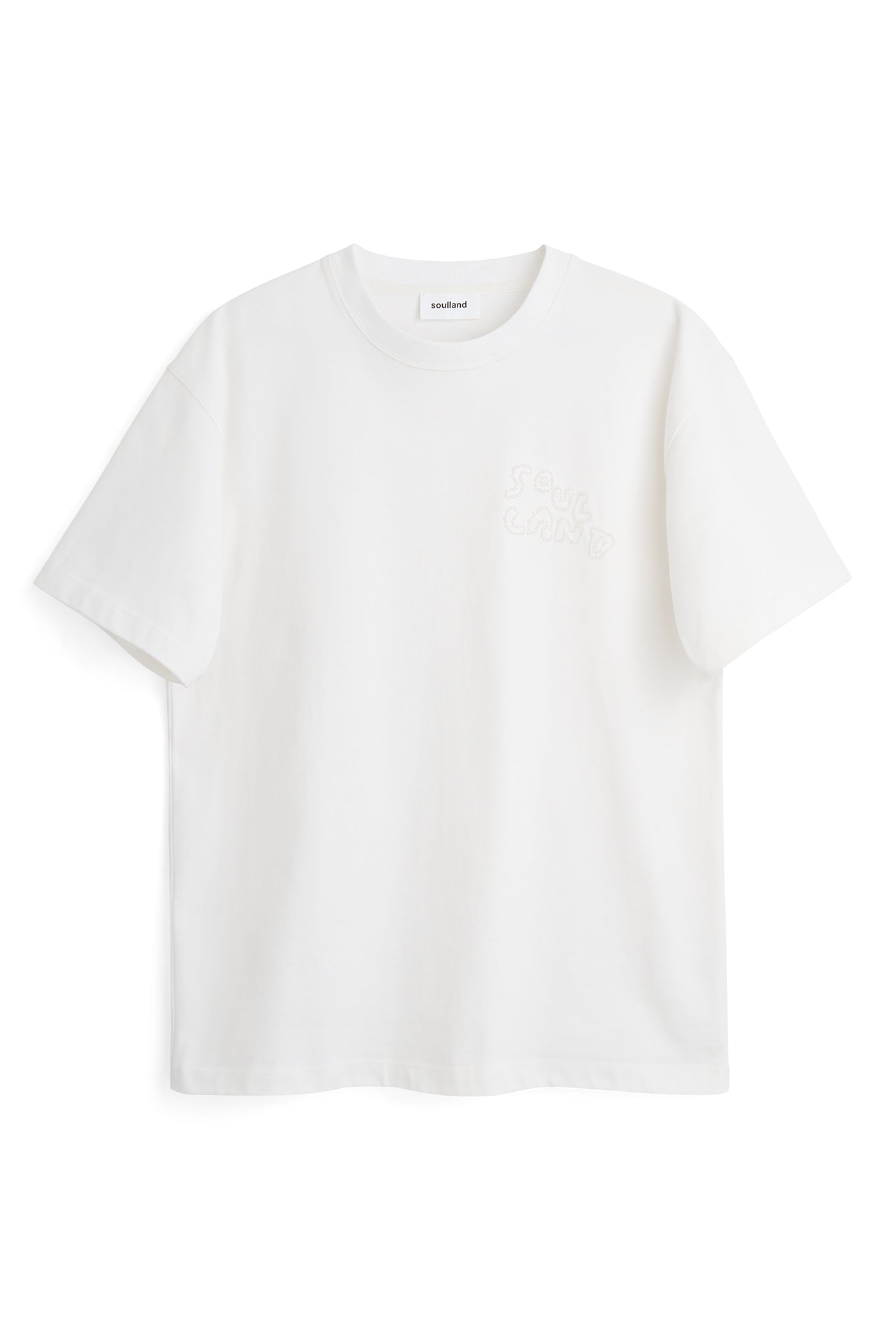 今季　Bijou Aid T-shirt White Kai Beaded Logo T-shirt – Soulland