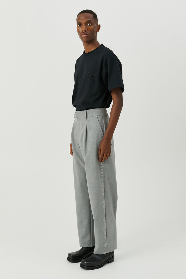 SOULLAND Aidan embroided Pants Pants Grey emroidered
