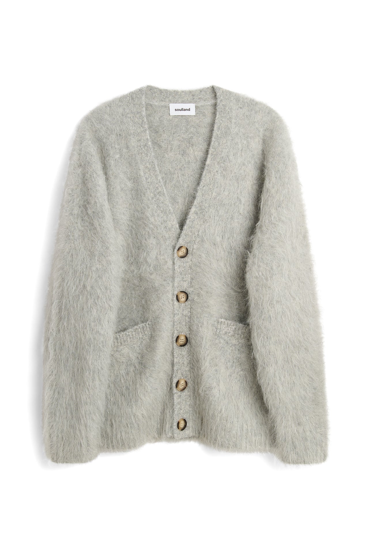 SOULLAND BOB alpaca mix cardigan Knitwear Light grey melange