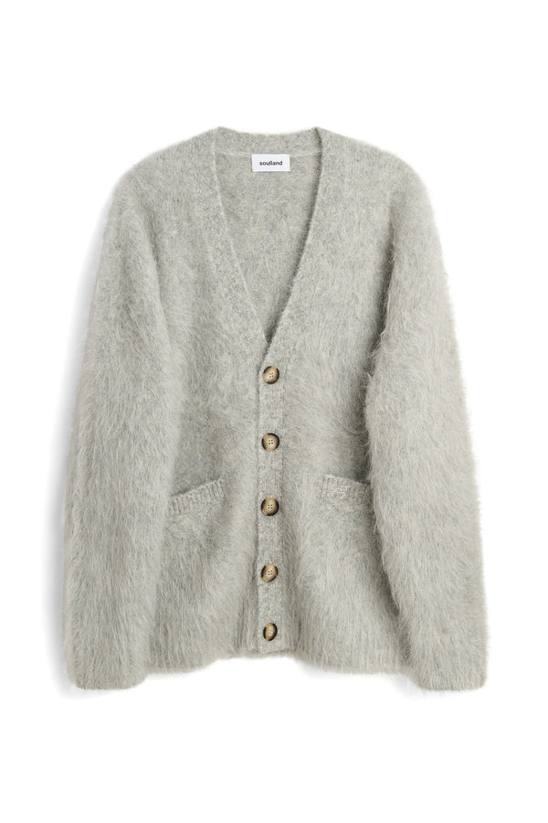 SOULLAND BOB alpaca mix cardigan Knitwear Light grey melange