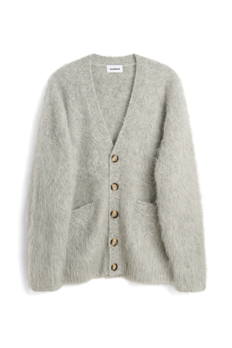 SOULLAND BOB alpaca mix cardigan Knitwear Light grey melange