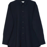 SOULLAND DAMON blue stripe wool embroidered shirt Shirt Blue multi