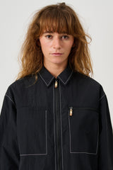 SOULLAND DERRY zip front shirt jacket Jacket/coat/vest Black