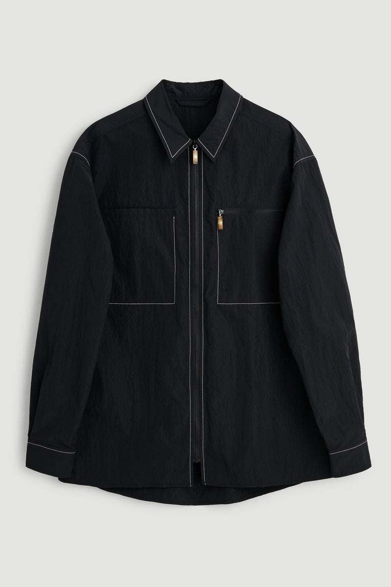 SOULLAND DERRY zip front shirt jacket Jacket/coat/vest Black