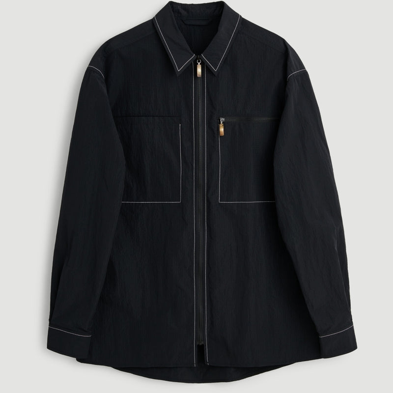 SOULLAND DERRY zip front shirt jacket Jacket/coat/vest Black