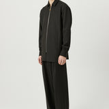 SOULLAND DERRY zip front overshirt Shirt Brown emroidered
