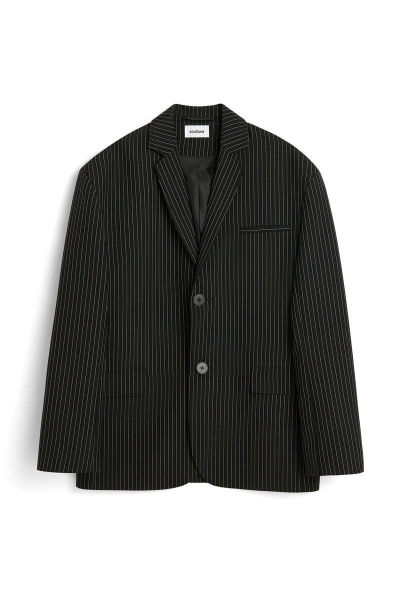 SOULLAND JUDE blazer Suit jacket Black pinstripe