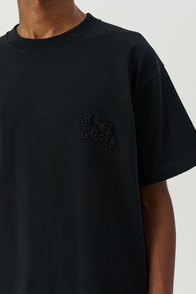 SOULLAND Kai T-shirt Beaded logo T-shirt Black