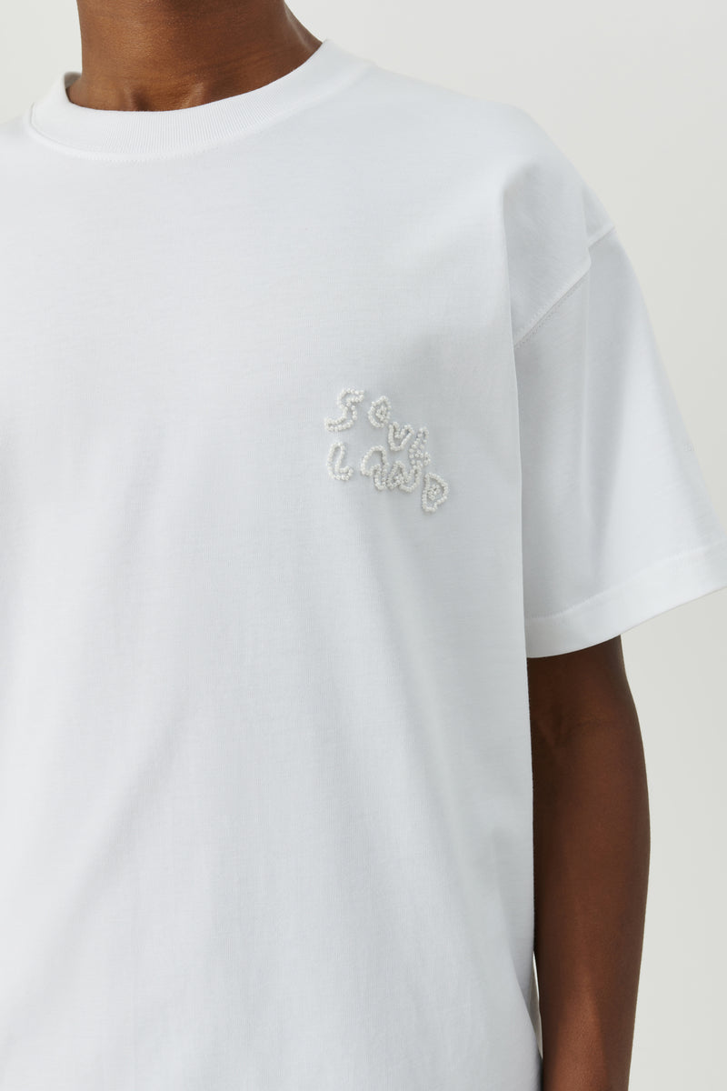 SOULLAND Kai T-shirt Beaded logo T-shirt White