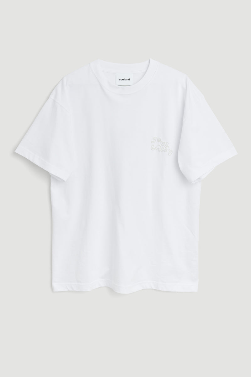 SOULLAND Kai T-shirt Beaded logo T-shirt White