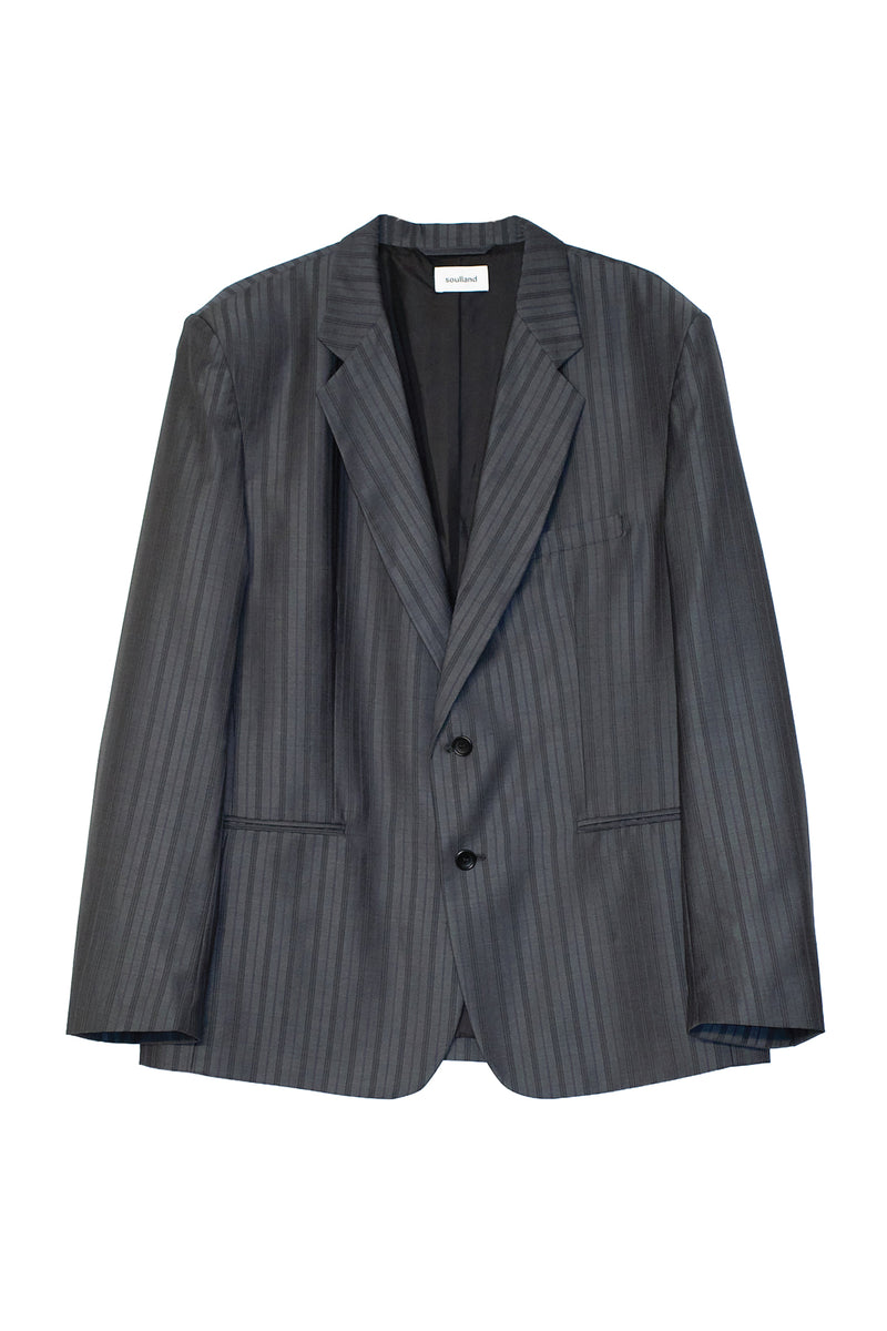 SOULLAND LUCA grey stripe blazer Suit jacket Grey
