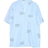 SOULLAND ORSON graffiti stripe Shirt Blue/ white stripe