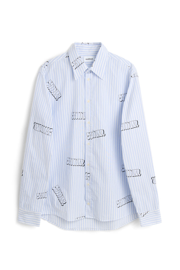 SOULLAND RADO graffiti Shirt Light Blue