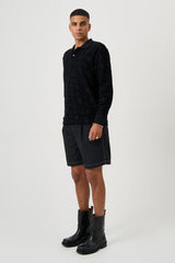 SOULLAND ROBERT plush L/S polo shirt Top Black