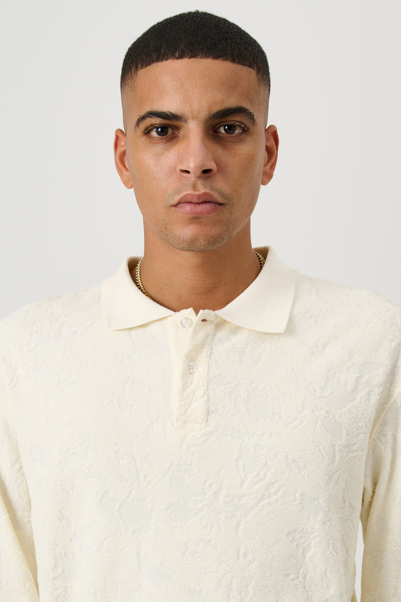 SOULLAND ROBERT plush L/S polo shirt Top Off White